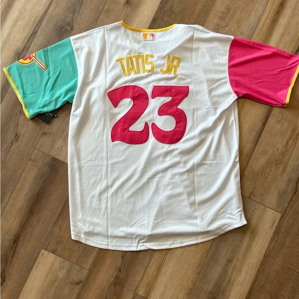 Fernando Tatis Jr #23 San Diego Kids Jersey - White, Pink, Youth Medium 10/12 - Picture 3 of 3